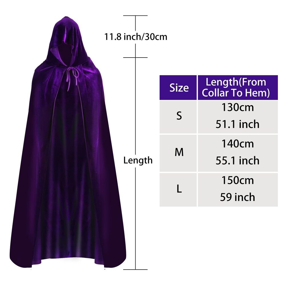 7566 Halloween Purple Cloak Cosplay Set For Hooded Purple Cape - Picture 3 of 6